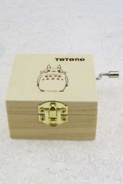 Stylish Unique Random Lovely Cartoon Totoro Printed Wooden Music Box for Birthday Gift