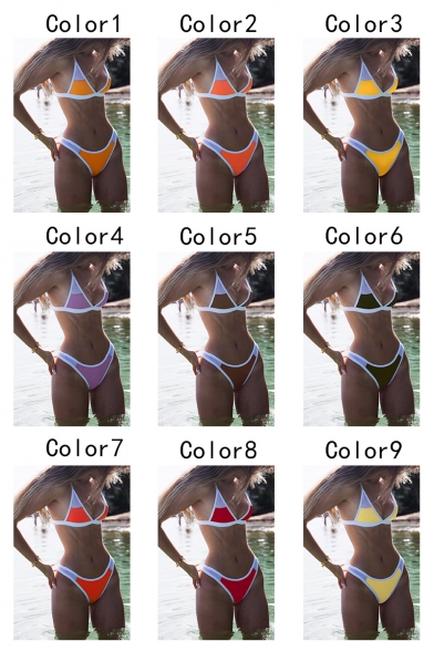 Women's New Trendy Colorblock Mesh-Panelled Sexy Bikini Swimwear