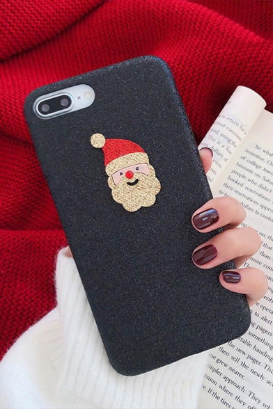 Lovely Cartoon Santa Claus Deer Printed Fashion Sequined iPhone Case