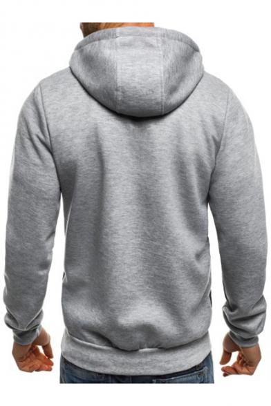 Men's New Fashion Contrast Zip-Embellished Sports Fitted Full Zip Hoodie