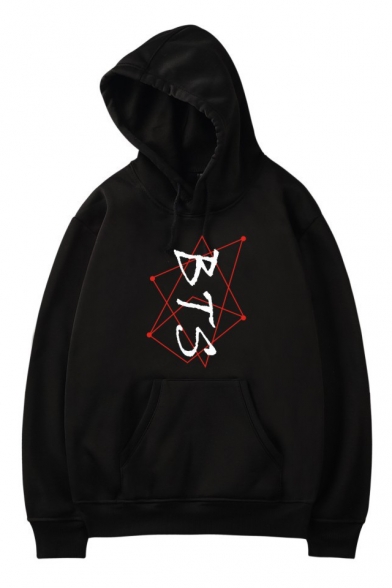 New Popular Boy Band Simple Dot Line Letter Printed Loose Fitted Hoodie for Guys