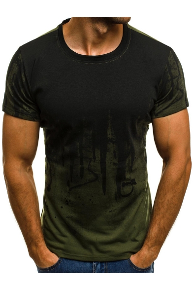 Stylish Tie Dyed Camo Pattern Short Sleeve Training Fitness Sport T-Shirt for Men