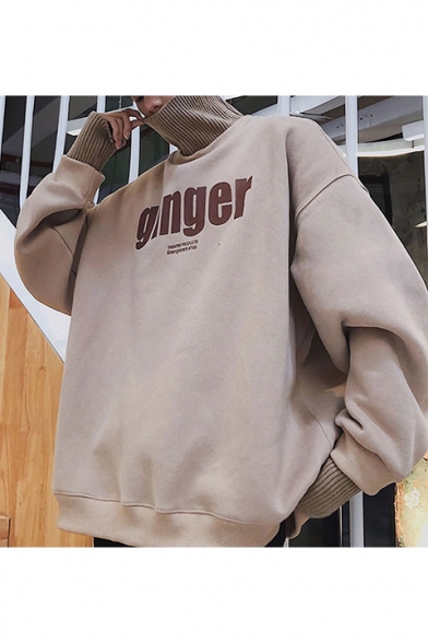 Winter's Warm Thick Patched High Neck Long Sleeve Letter GINGER 