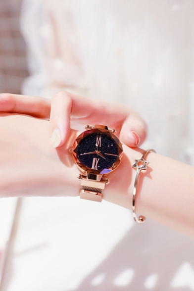 Tik Tok Fashion Galaxy Printed Adjustable Strap Magnetic Watch