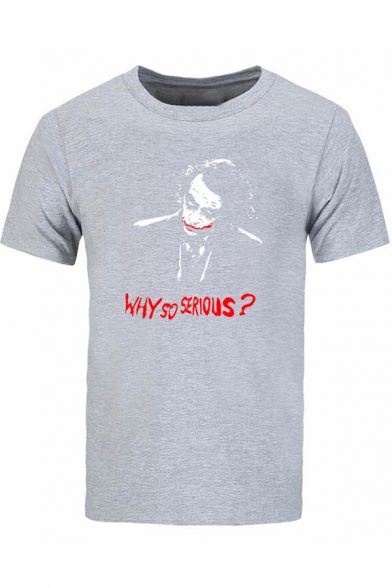 Funny Clown Letter WHY SO SERIOUS Print Men's Loose Casual T-Shirt