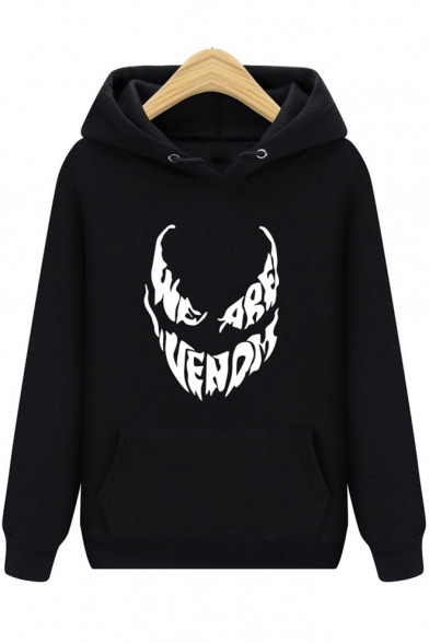 Men's New Stylish Unique Letter Mouth Printed Regular Fitted Hoodie