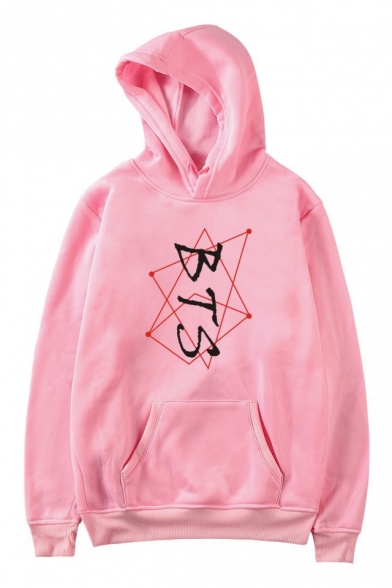 New Popular Boy Band Simple Dot Line Letter Printed Loose Fitted Hoodie for Guys