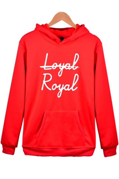 New Stylish Letter LOYAL ROYAL Pattern Long Sleeve Casual Loose Fitted Hoodie