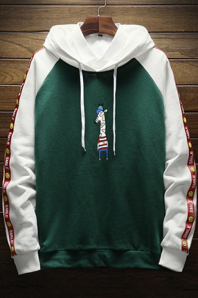 color block smile face hoodie