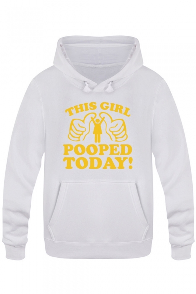 Funny Letter THIS GIRL POOPED TODAY Print Kangaroo Pocket Relaxed Fit Graphic Hoodie