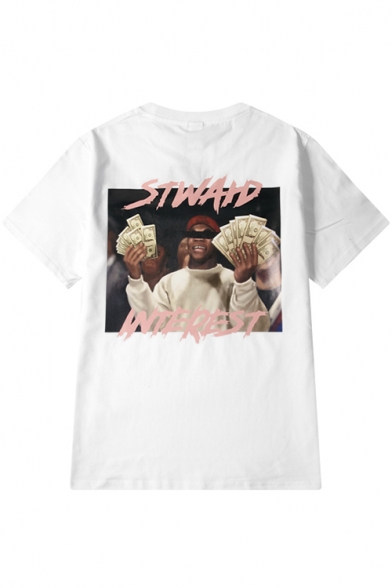 Men's Street Hip Hop Fashion Round Neck Summer Loose Casual Cotton Graphic T-Shirt