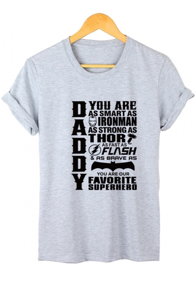 New Arrival Unique Letter DADDY Pattern Round Neck Short Sleeve Cotton Tee