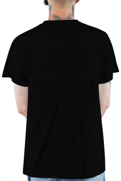 Popular Big Mouth Pattern Crewneck Short Sleeve Black Relaxed T-Shirt