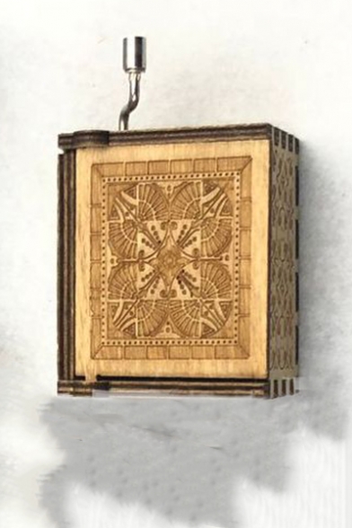 Retro Letter LALALAND Dancer Pattern Wooden Khaki Hand Music Box Ornament