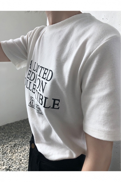 Basic Crewneck Short Sleeve Simple Letter A LIMITED EDITION Pattern White T-Shirt