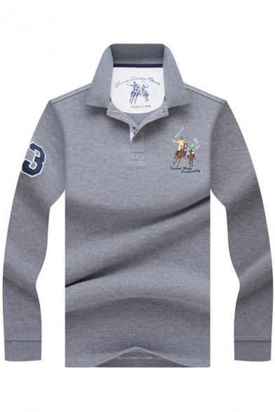 Men's High Quality Cotton Long Sleeve Casual Business Logo Polo Shirt
