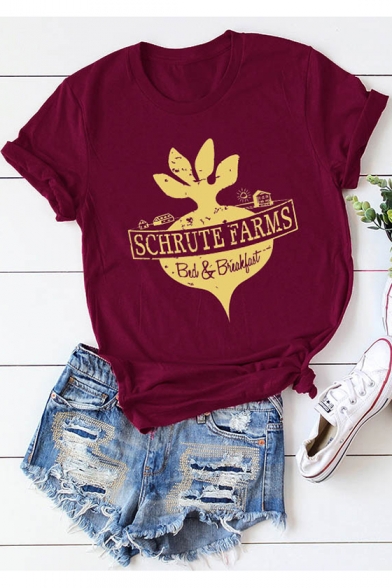 Street Letter FARMS Graphic Print Summer Casual Cotton T-Shirt