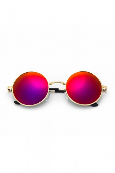 Summer Simple Cool Red Round Unisex Sunglasses