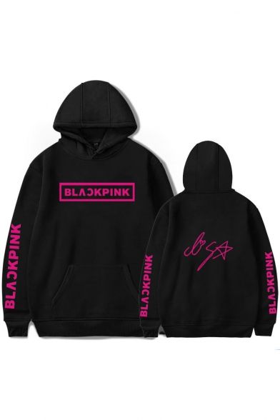 Unique Letter Kpop Basic Long Sleeve Unisex Relaxed Hoodie