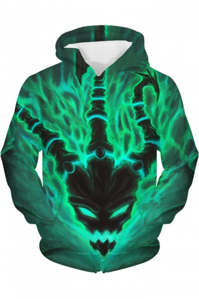Thresh Face 3D Printed Pullover Green Hoodie