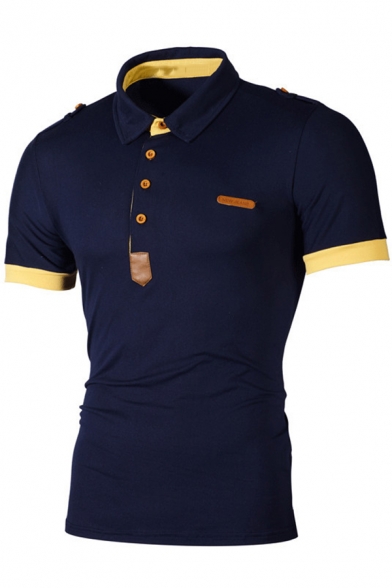Men Fashion Contrast Trim Short Sleeve T-Shirt Slim Fit Polo Shirt