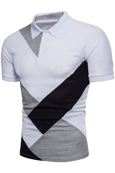 Men's Classic-Fit Fashion Colorblock Short Sleeve Stretch Polo Shirt