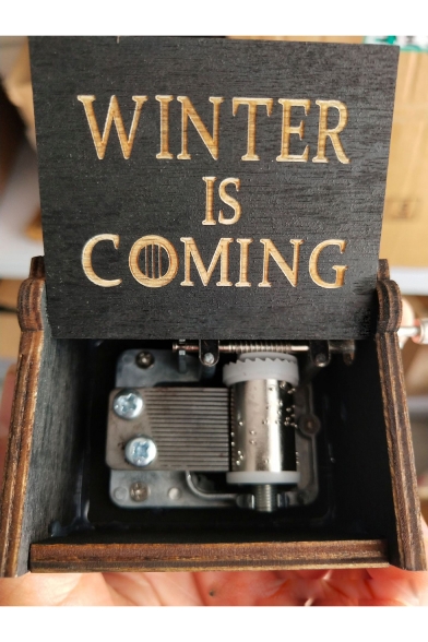 Popular Letter WINTER IS COMING Carved Retro Wooden Hand Cranked Music Box