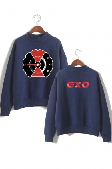 EXO Kpop Fashion Mock Neck Long Sleeve Loose Casual Pullover Sweatshirt