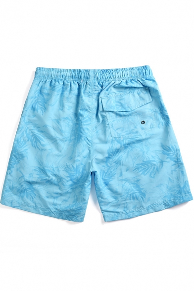 New Trendy Summer Carp Pattern Men's Quick-Dry Beach Blue Casual Swim Trunks