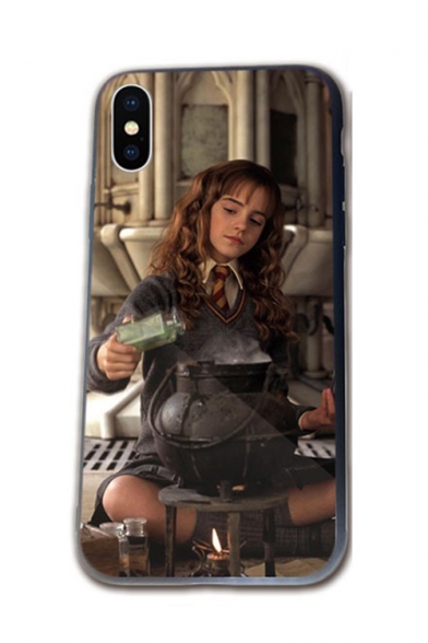Harry Potter Figure Cartoon Printed Silicone Hem Glass Mobile Phone Case for iPhone