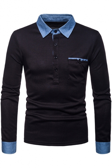 mens fitted long sleeve polo shirts