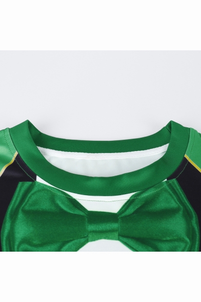 Saint Patrick's Day Fashion 3D Blazer Printed Round Neck Long Sleeve Green Sweatshirt