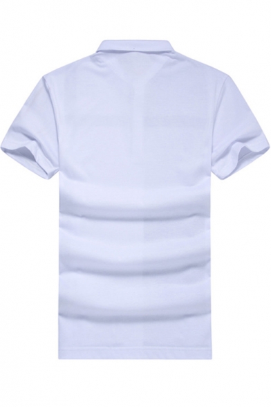 Men New Stylish Plaid Printed Short Sleeve Casual Cotton Polo Shirt