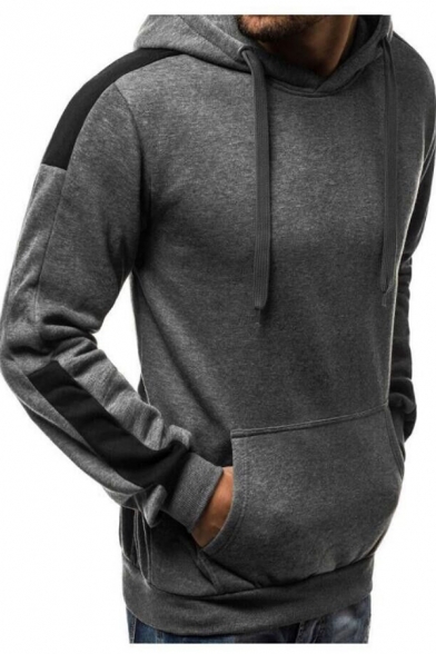 Patchwork Long Sleeve Men's Warm Thick Regular Fit Sport Hoodie