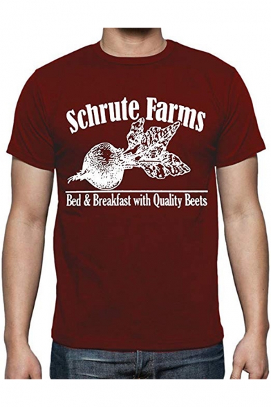 Farms Popular Letter Print Basic Short Sleeve Classic-Fit T-Shirt