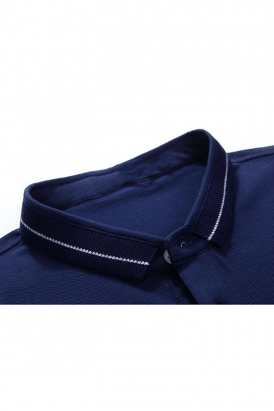 Summer Fashion Contrast Tipped Short Sleeve Men Cotton Logo Polo Shirt