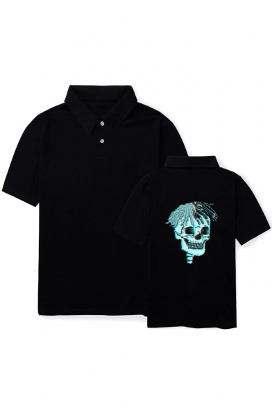 Trendy Rapper Skull Printed Summer Dri-Fit Breathable Polo Shirt for Men