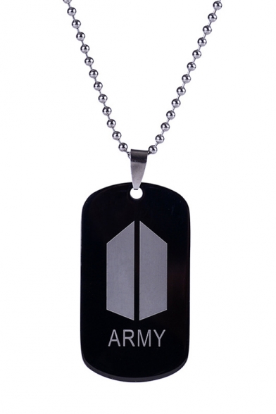 ARMY Kpop Logo Letter Printed Black Necklace for Couple 50-60cm