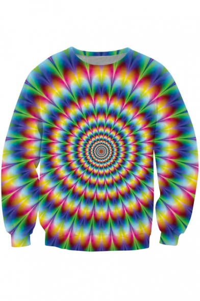 Cool 3D Whirlpool Floral Printed Crewneck Long Sleeve Pullover Sweatshirt