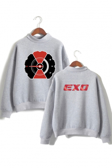 EXO Kpop Fashion Mock Neck Long Sleeve Loose Casual Pullover Sweatshirt