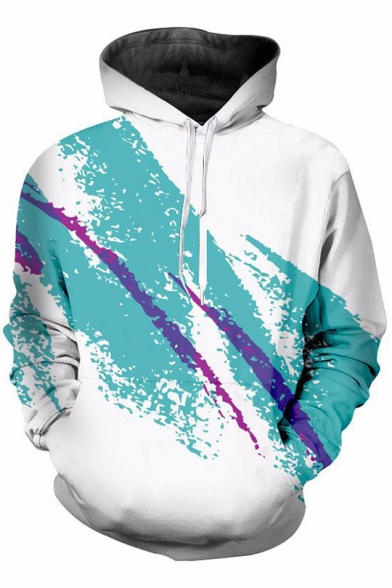Fashion Line Graffiti Pattern Loose Casual Pullover White Hoodie