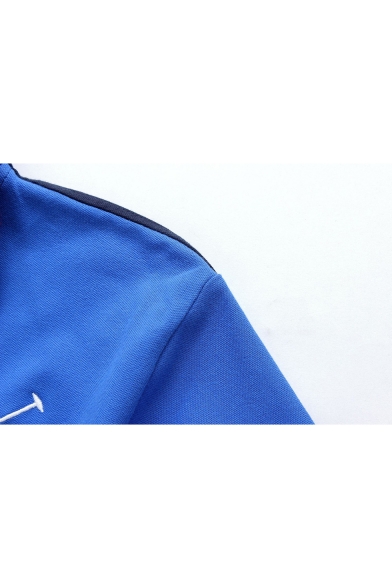 Men's Rib Collar Tipped Short Sleeve Colorblocked Casual Cotton Logo Polo Shirt
