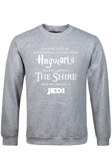 Popular Letter HOGWARTS Pattern Basic Long Sleeve Crewneck Pullover Leisure Sweatshirt