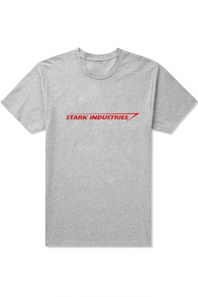 Popular Letter STARK INDUSTRIES Pattern Short Sleeve Round Neck Cotton T-Shirt