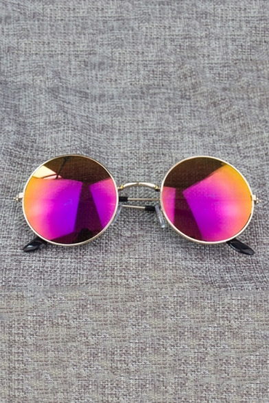 Summer Simple Cool Red Round Unisex Sunglasses