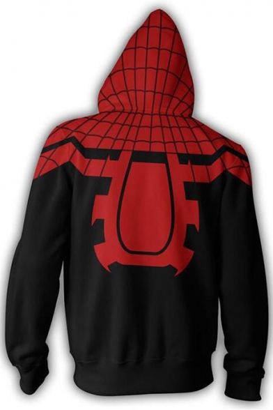 Comic 3D Printed Cosplay Costume Zip Up Black and Red Hoodie