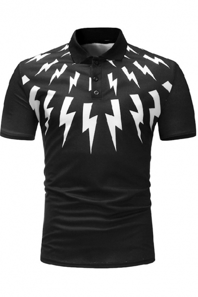 Summer Popular Flash Logo Print Short Sleeve Classic-Fit Polo Shirt for Men
