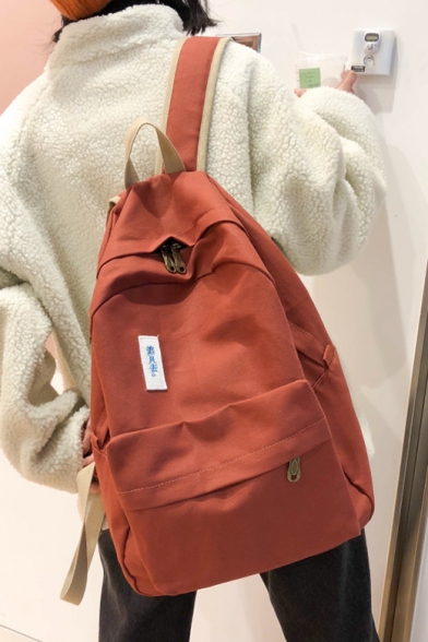 31*15*41cm Vintage Canvas Simple Patched Girls Fashion Backpack