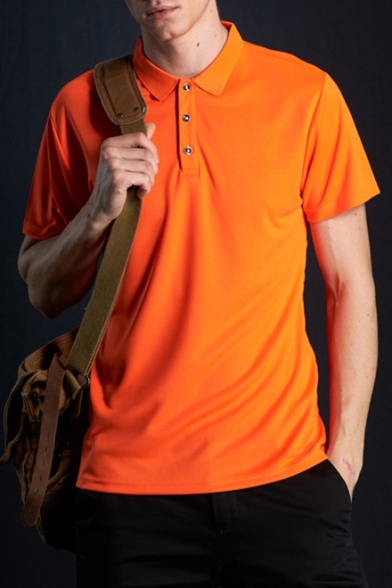 Men's Basic Plain Short Sleeve Dri-Fit Playoff Performance Athletic-Fit Polo Shirt