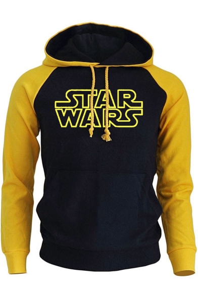 Star Wars Fashion Colorblock Raglan Sleeve Sport Casual Pullover Drawstring Hoodie